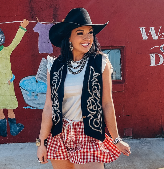 The Bobbie Black Boot Stitch Vest