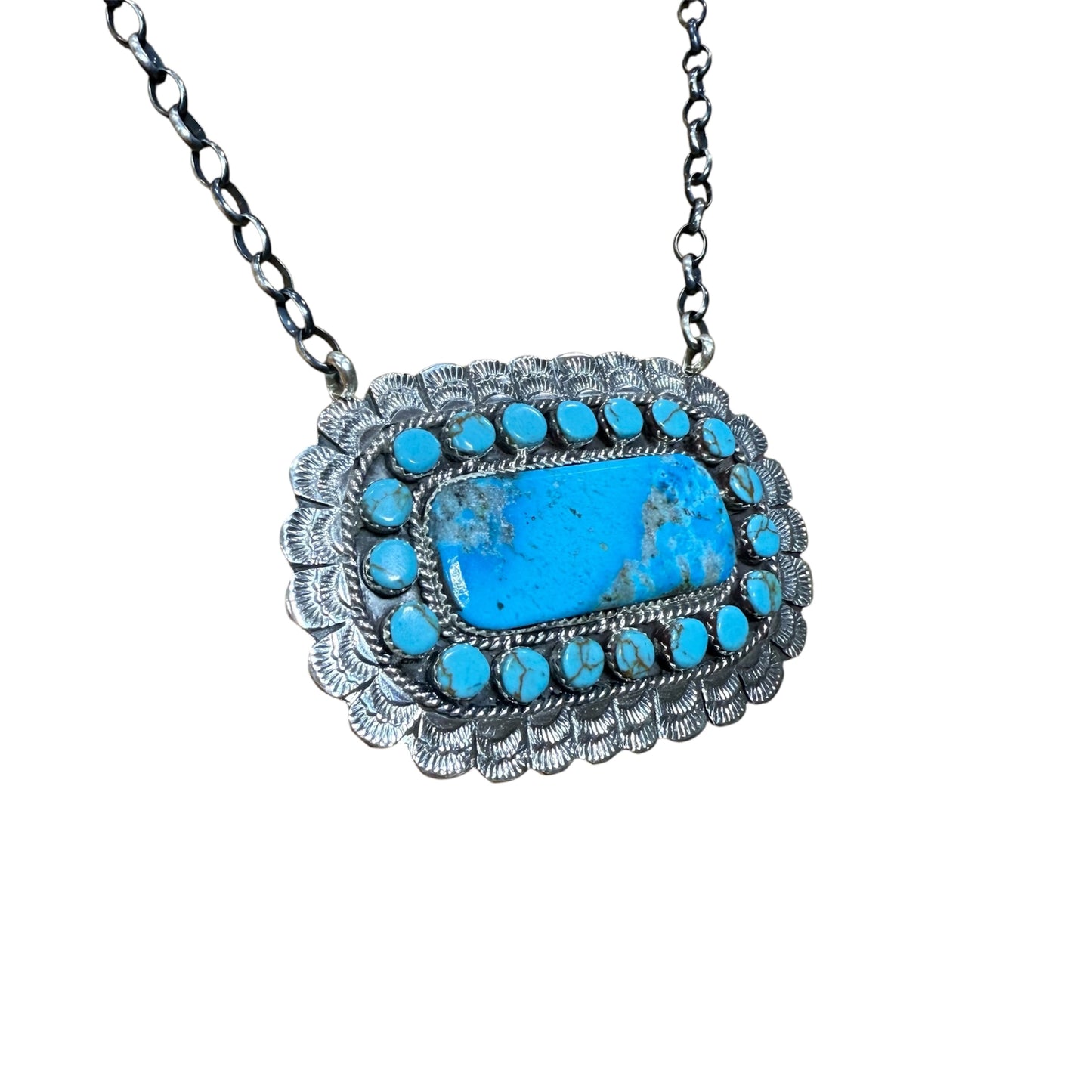 Rectangle Turquoise Necklace By Larry Etcitty
