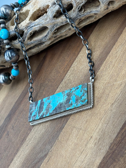 Mine #8 #917-48 XL Bar Necklace by Brandon Etcitty, Navajo