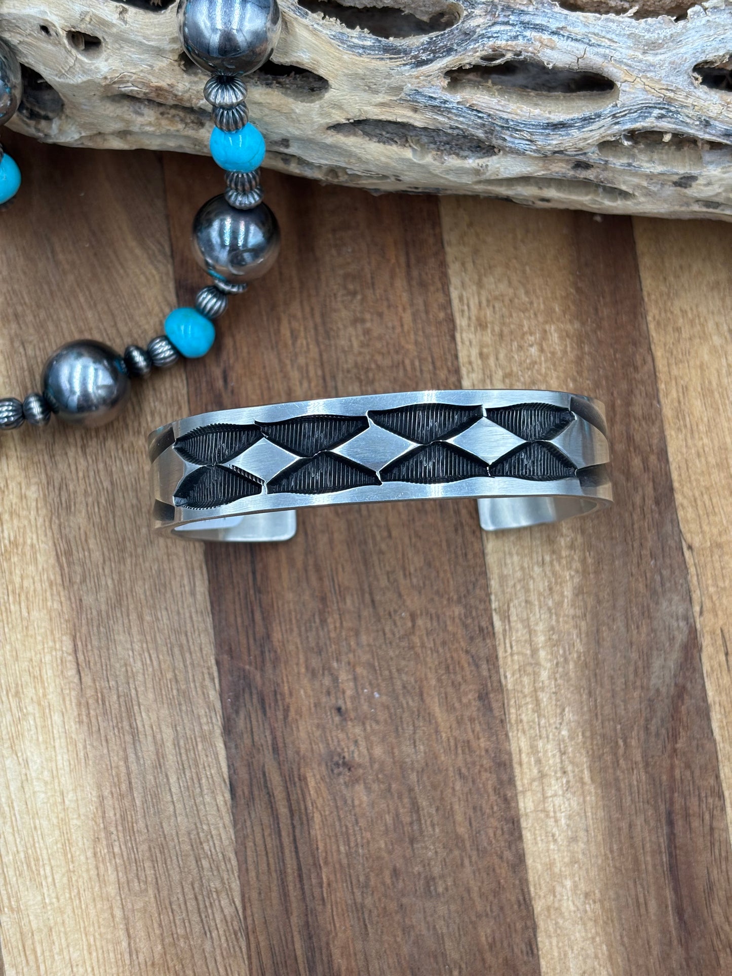 All Silver Cuff #2 by Jerald Tahe, Navajo