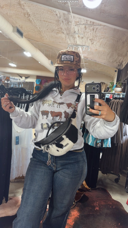 Cowhide Black & White by Harley Rhodes Bum Bag Crossbody
