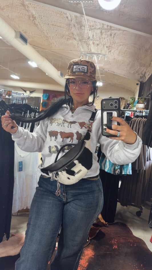 Cowhide Black & White by Harley Rhodes Bum Bag Crossbody