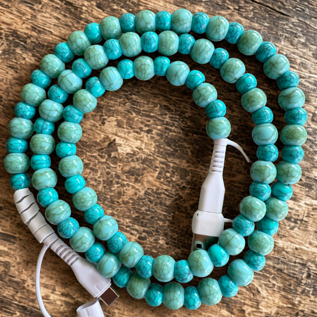 Turquoise Plastic Beaded 4-IN-1 Charging Cable