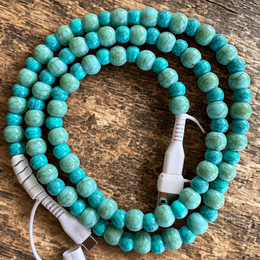Turquoise Plastic Beaded 4-IN-1 Charging Cable