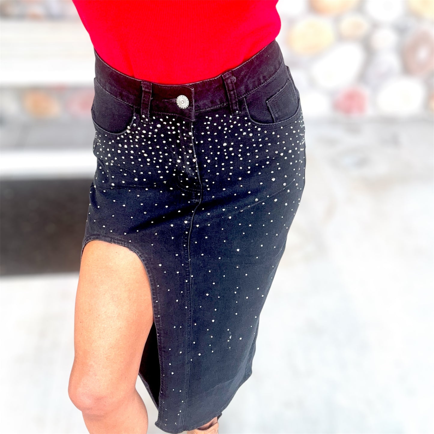 Starlight Slit Denim Skirt