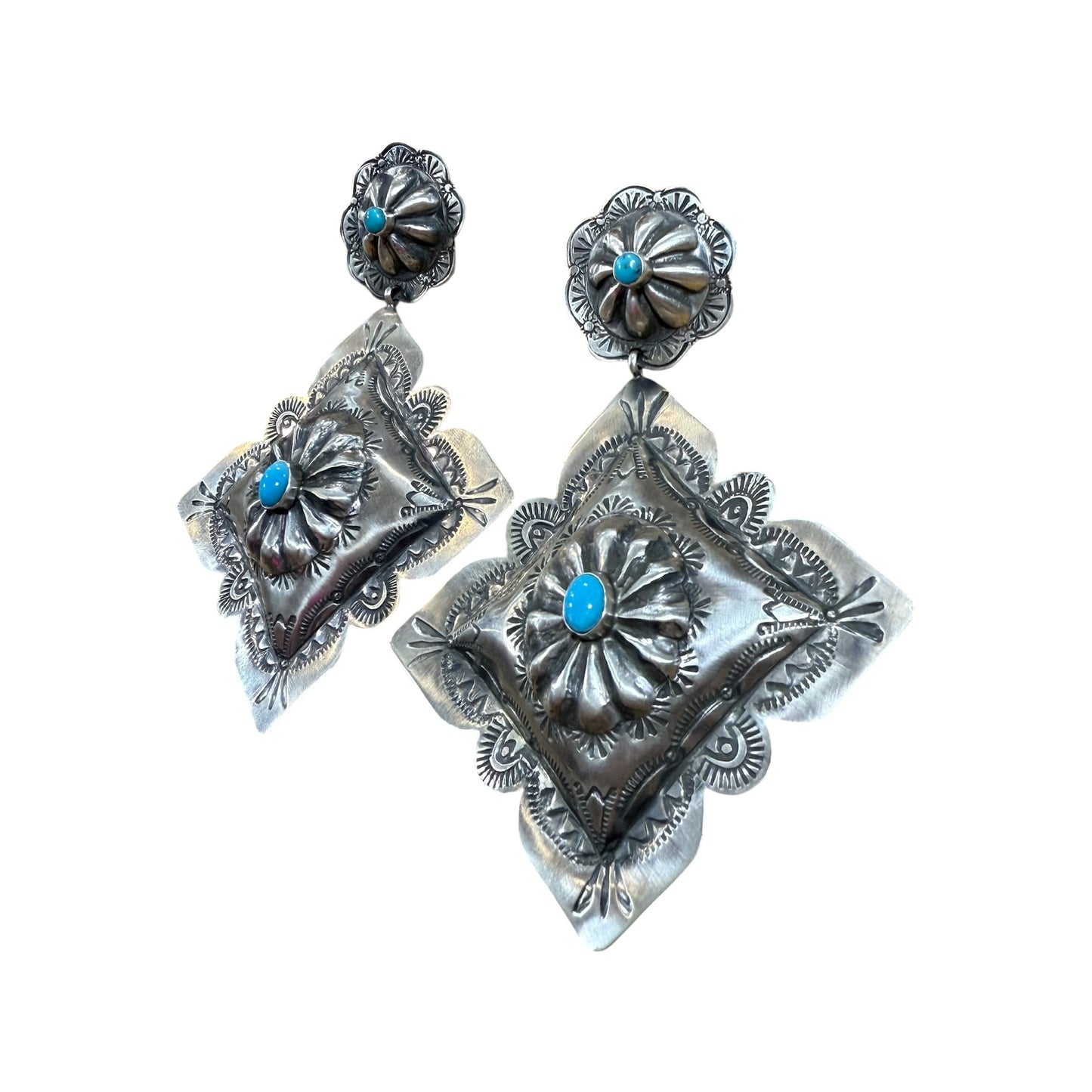 Diamond Concho Earrings By Francis Begay, Navajo