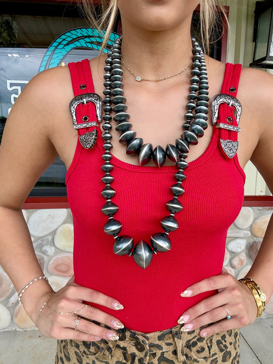Rhinestone Buckle Red Bodysuit