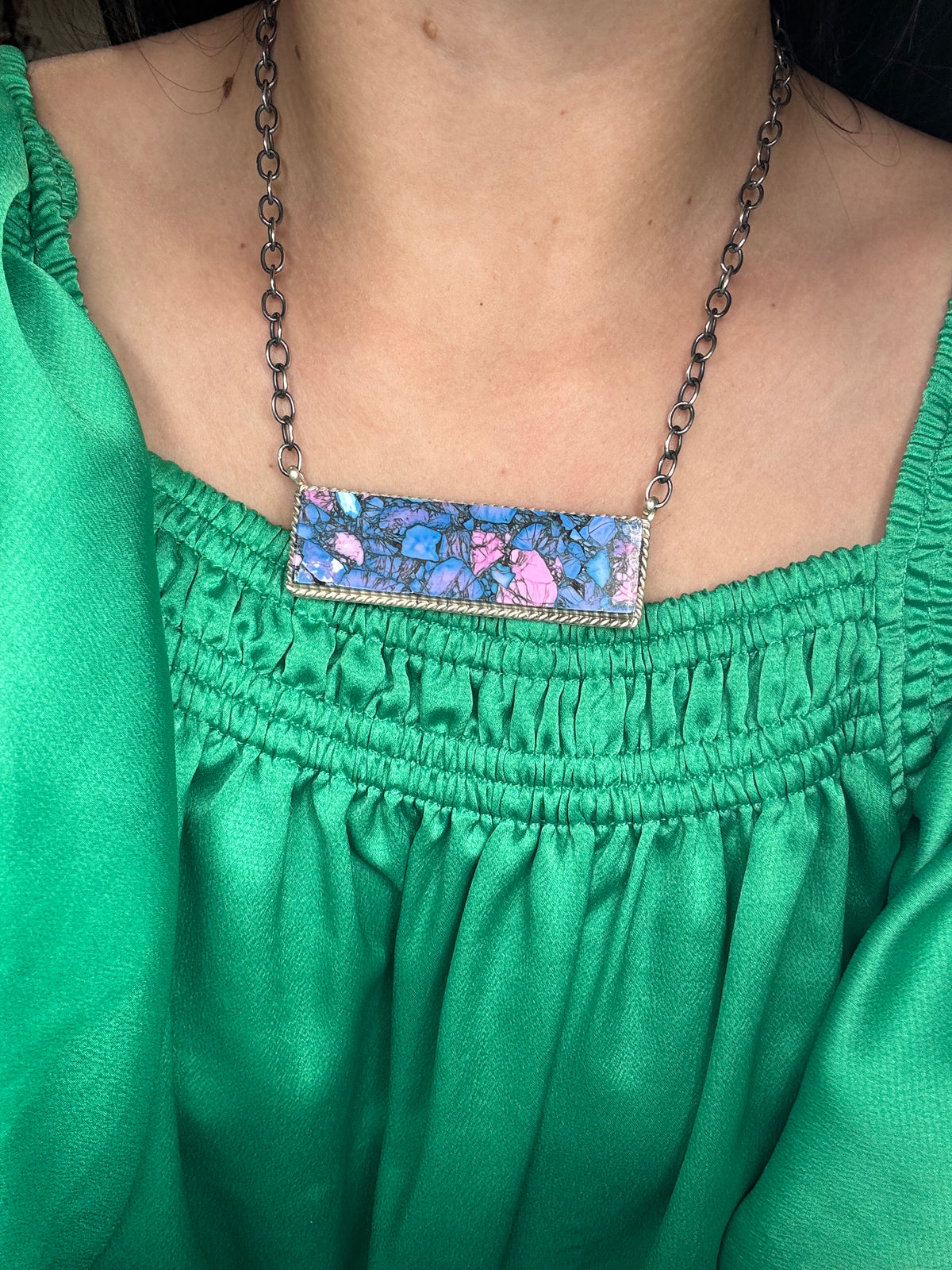 Monarch Mojave #917-44D XL Bar Necklace by Brandon Etcitty, Navajo