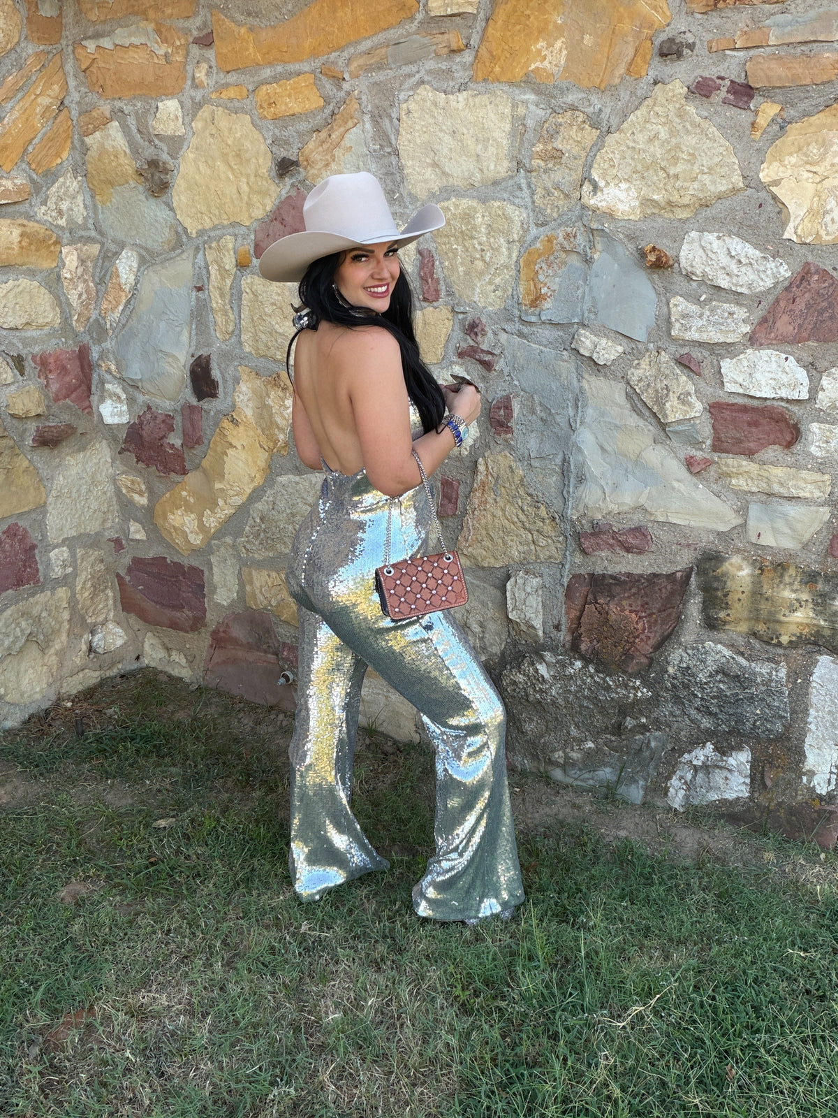 Silver Stardust HalterTop Jumpsuit