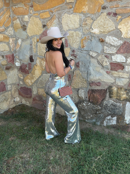 Silver Stardust HalterTop Jumpsuit