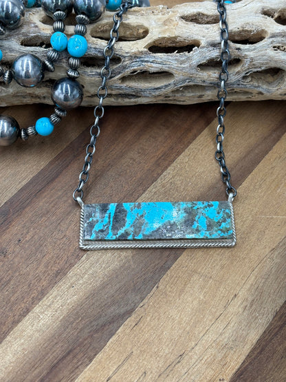 Mine #8 #917-48 XL Bar Necklace by Brandon Etcitty, Navajo