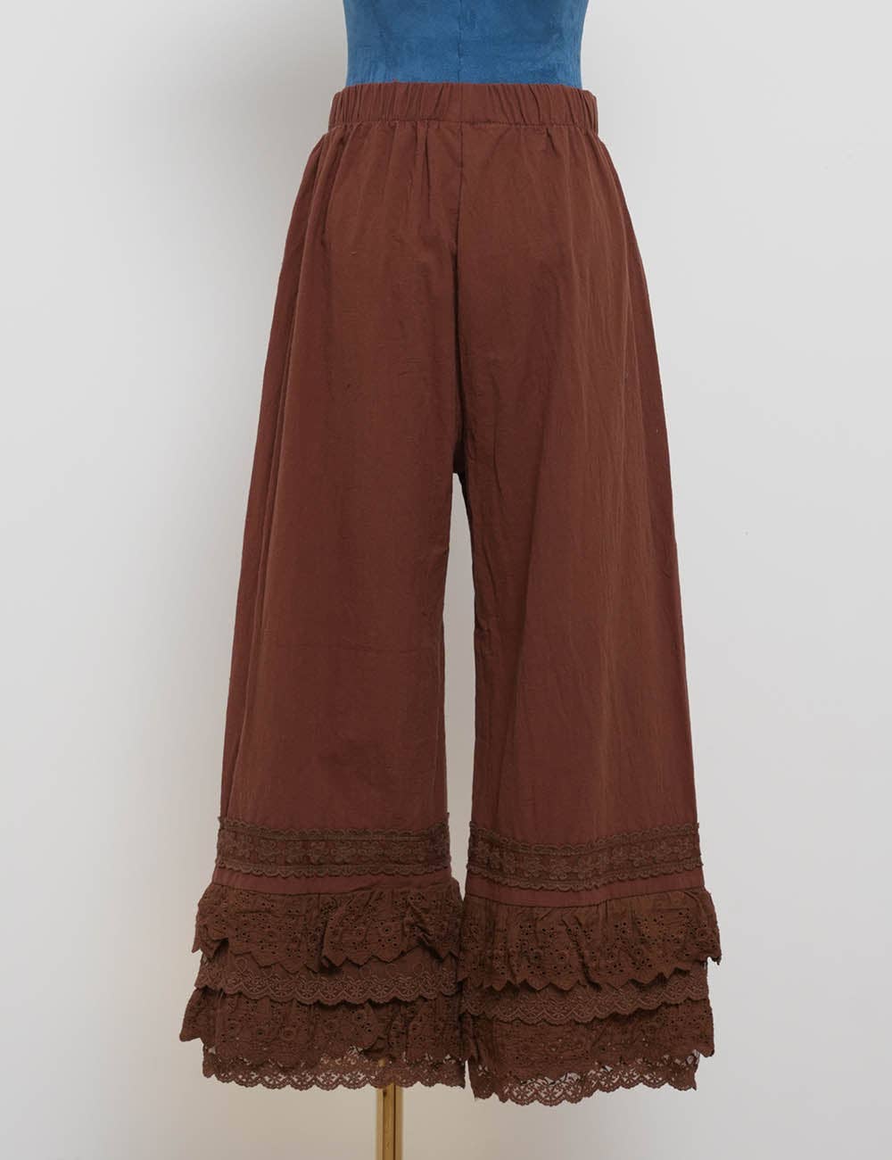 Sophie Lace Ruffle Wide Leg Pants: Coffee