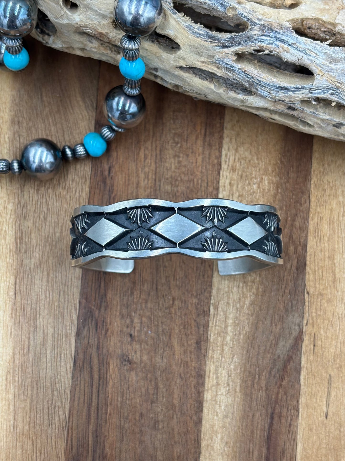 All Silver Cuff #1 by Jerald Tahe, Navajo