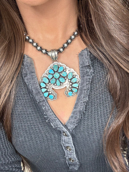 Turquoise Cluster Naja Pendant by Cordell Platero, Navajo