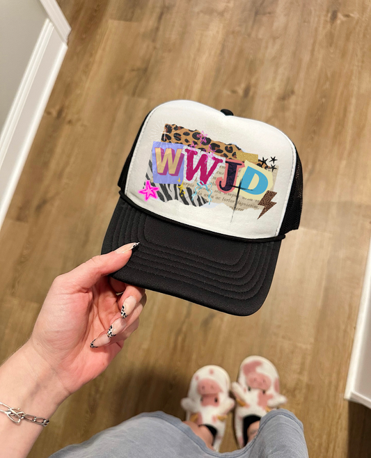 WWJD Trucker Hat Black & White
