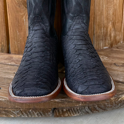 Signature Turquoise Reata Men's Boot – Exotics - The Adrian, Black Python Square Toe Boot