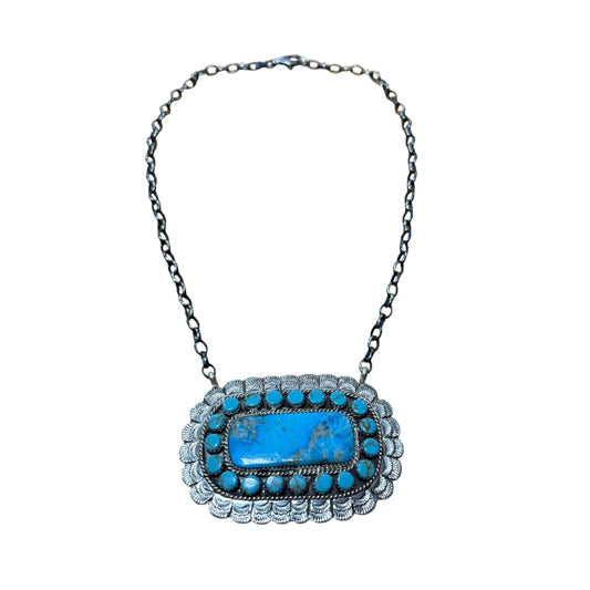 Rectangle Turquoise Necklace By Larry Etcitty