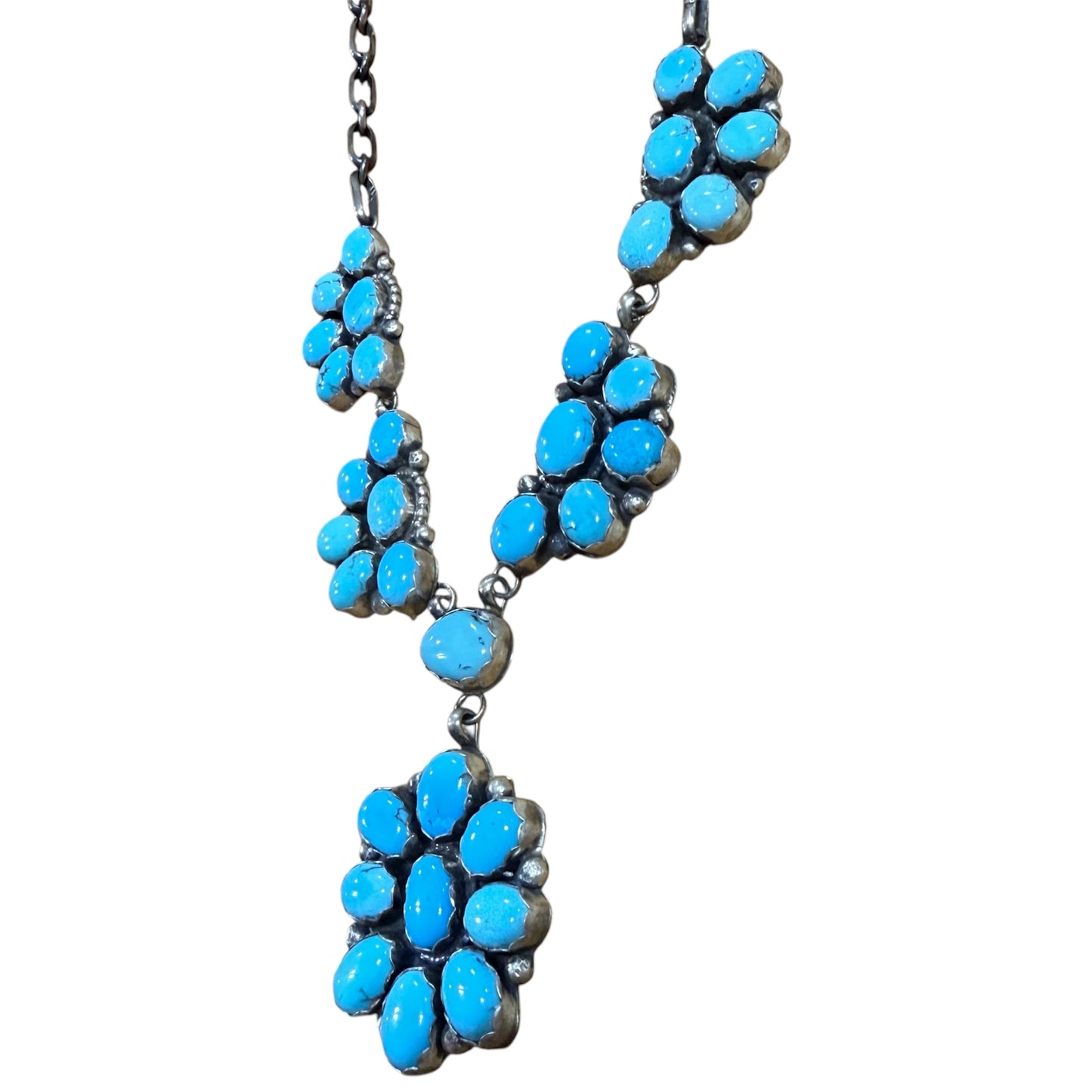 Turquoise Cluster Necklace by Artist Ella Peters, Navajo