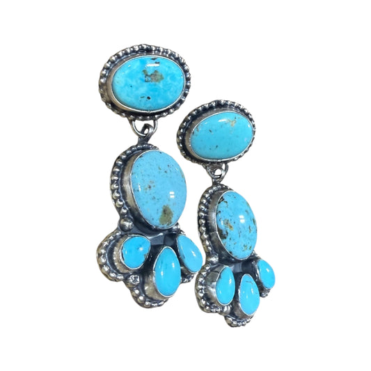 Turquoise Post Dangle Earrings by Ella Peters