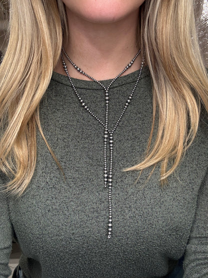 20” 3-6mm #911-28 Sterling Pearls Y Lariat Necklace