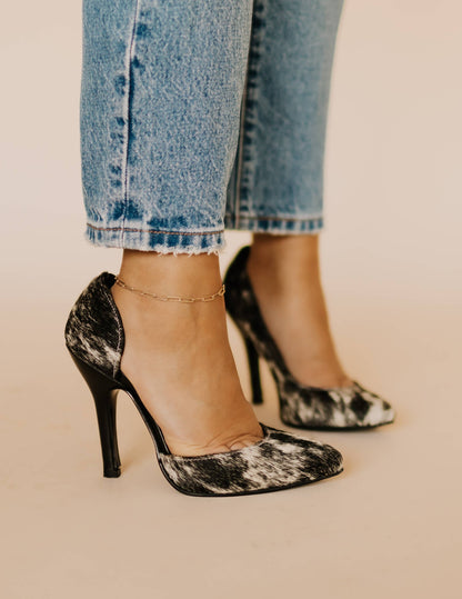 Cowhide High Heel Salt & Pepper Black & White