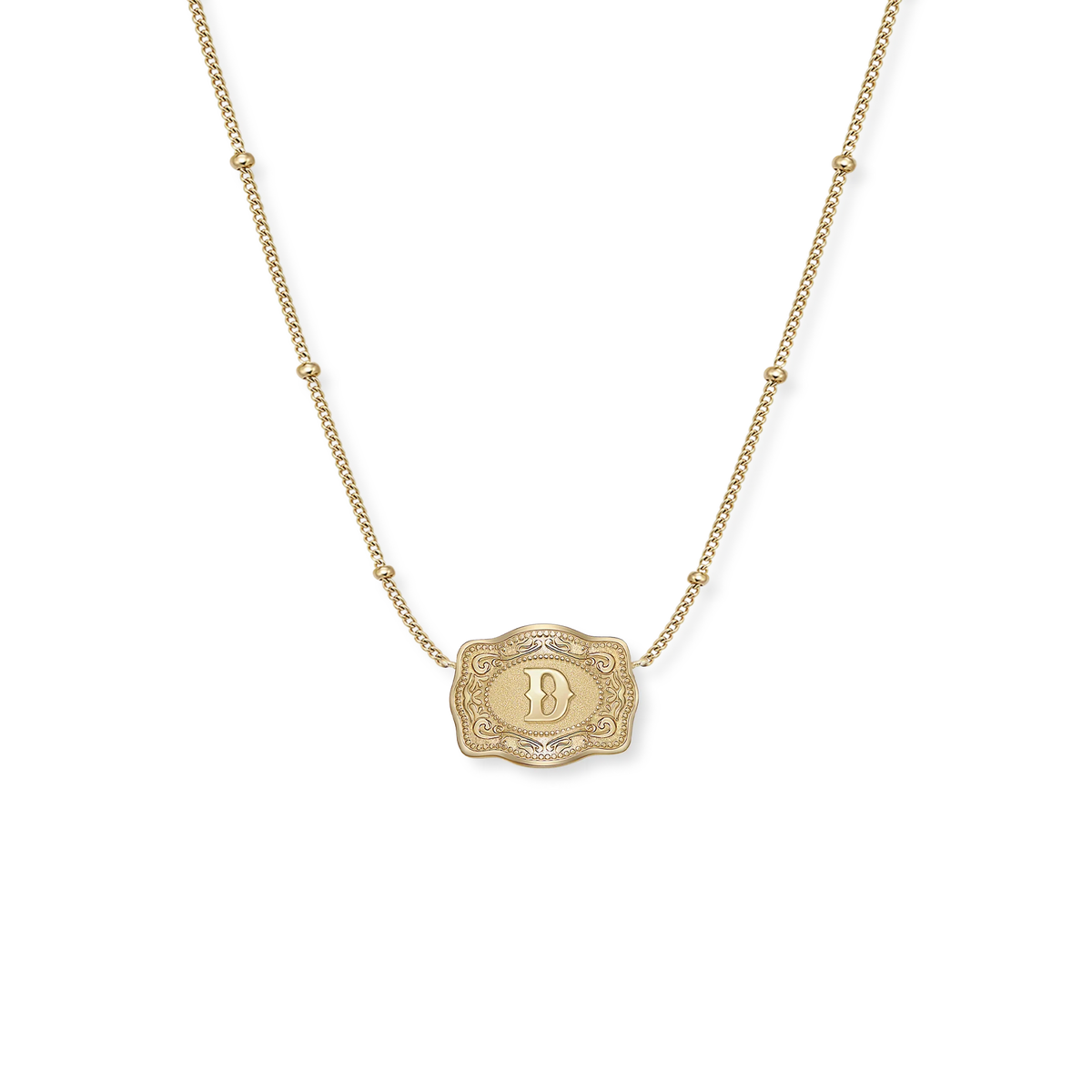 SpurWest Ultra Mini Belt Buckle Necklace Initials in Gold
