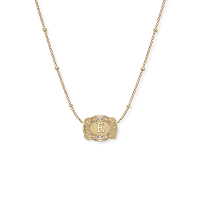 SpurWest Ultra Mini Belt Buckle Necklace Initials in Gold