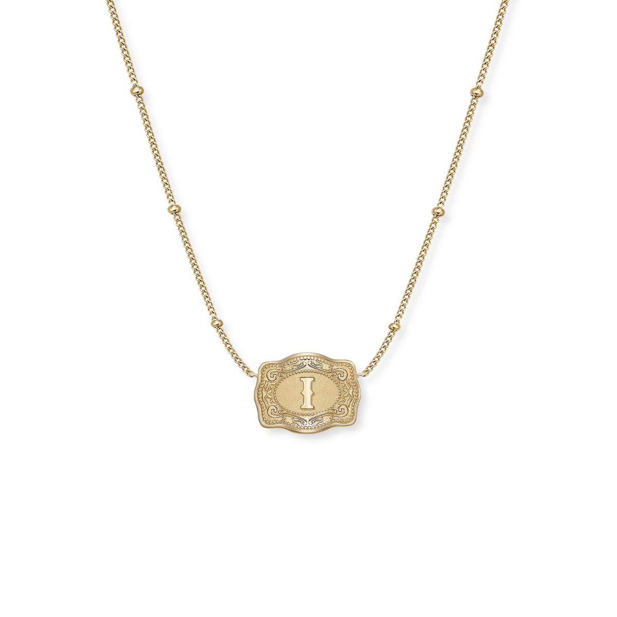 SpurWest Ultra Mini Belt Buckle Necklace Initials in Gold