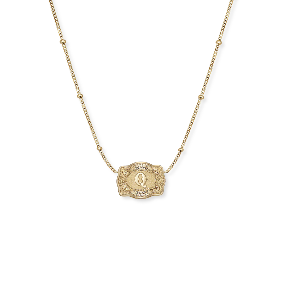 SpurWest Ultra Mini Belt Buckle Necklace Initials in Gold