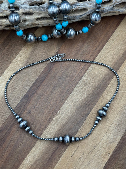 18” 3-14mm #911-25 Rondelle Sterling Pearls Necklace