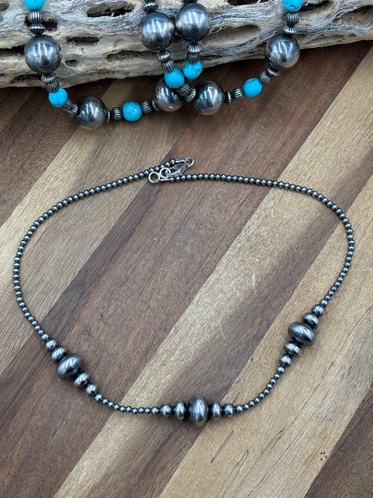 18” 3-14mm #911-25 Rondelle Sterling Pearls Necklace