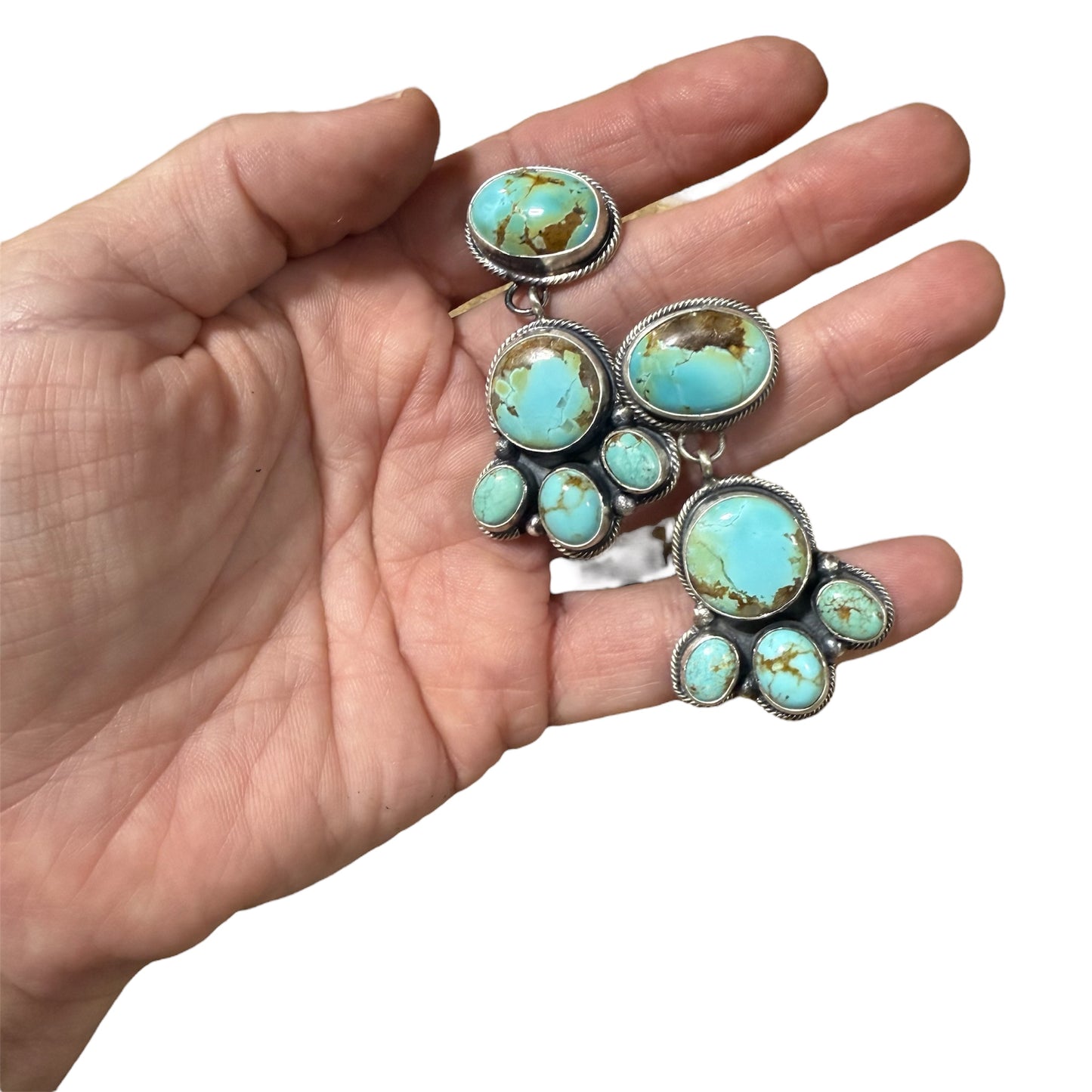 Turquoise Post Dangle Earrings by Ella Peters
