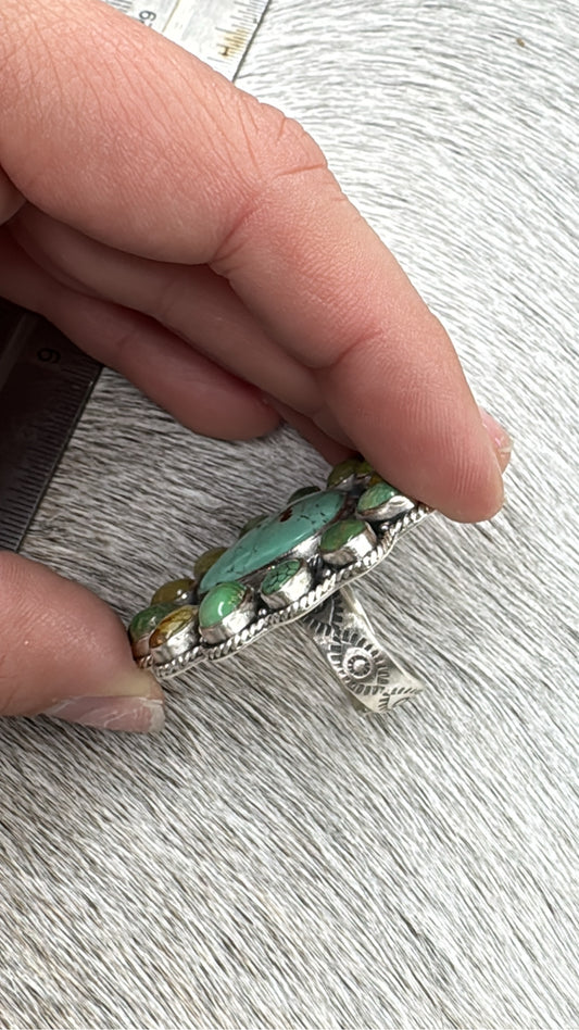 Turquoise Cluster Adjustable Ring