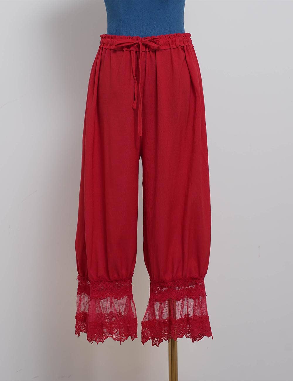 Ellie Lace Lantern Pants: RED