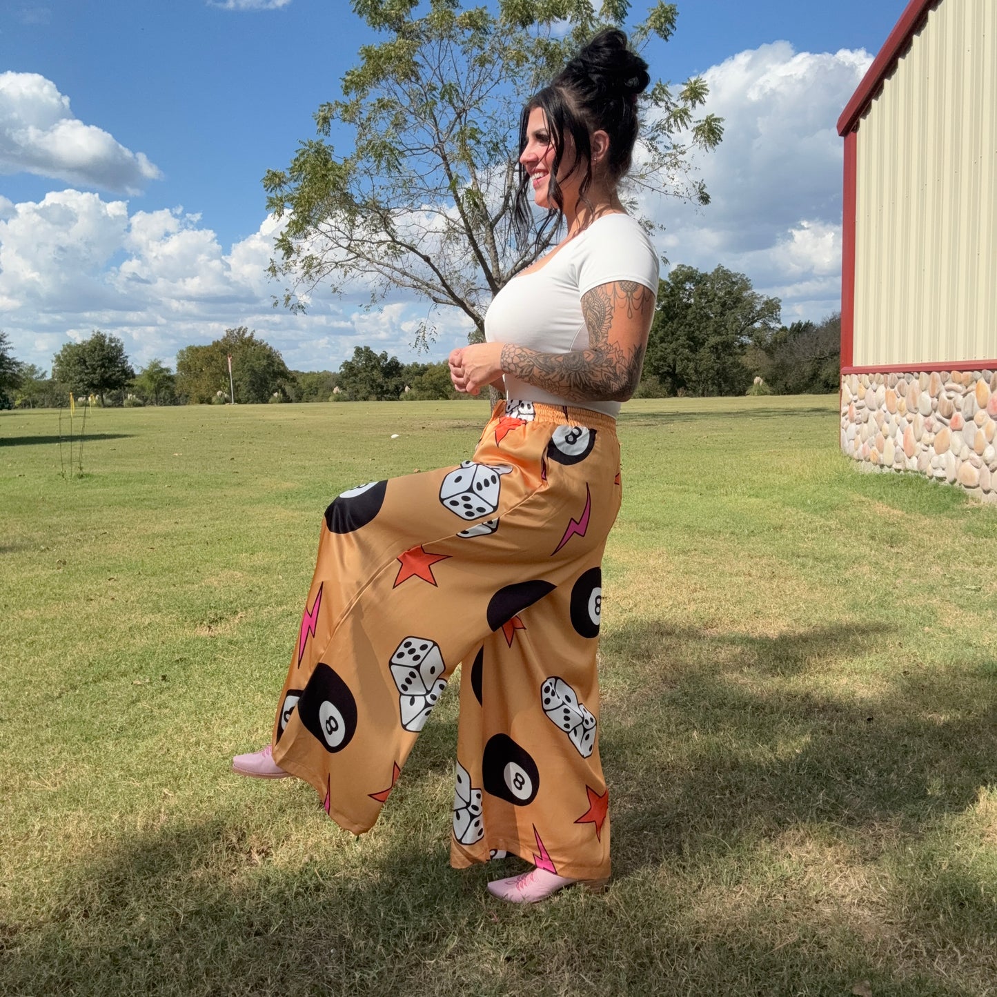 Dicey Moves Wide-leg Pants
