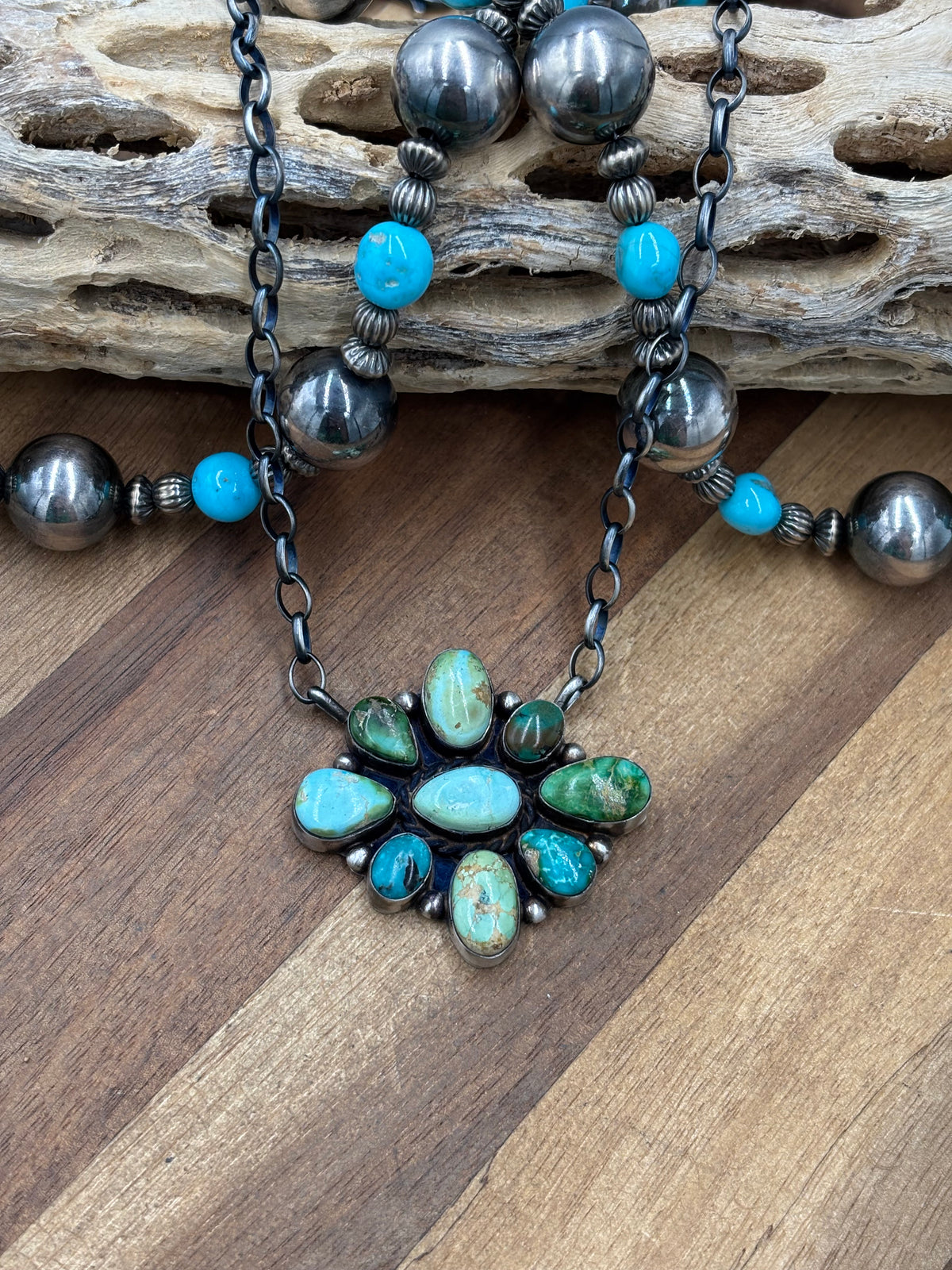 Sonoran Gold #917-53 Cluster Necklace by Wilson Dawes, Navajo