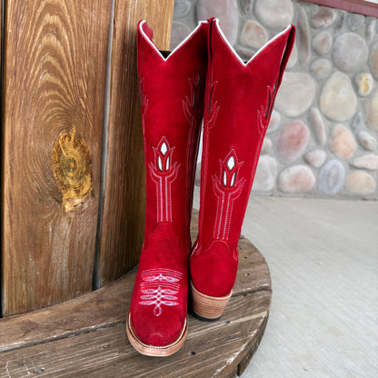 Signature Turquoise Reata Boot – The Valentina Roja Red Suede Tulip Top Snip Toe Boot