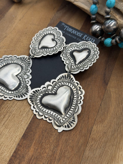 Heart Earrings #811-13 by Leander Tahe, Navajo