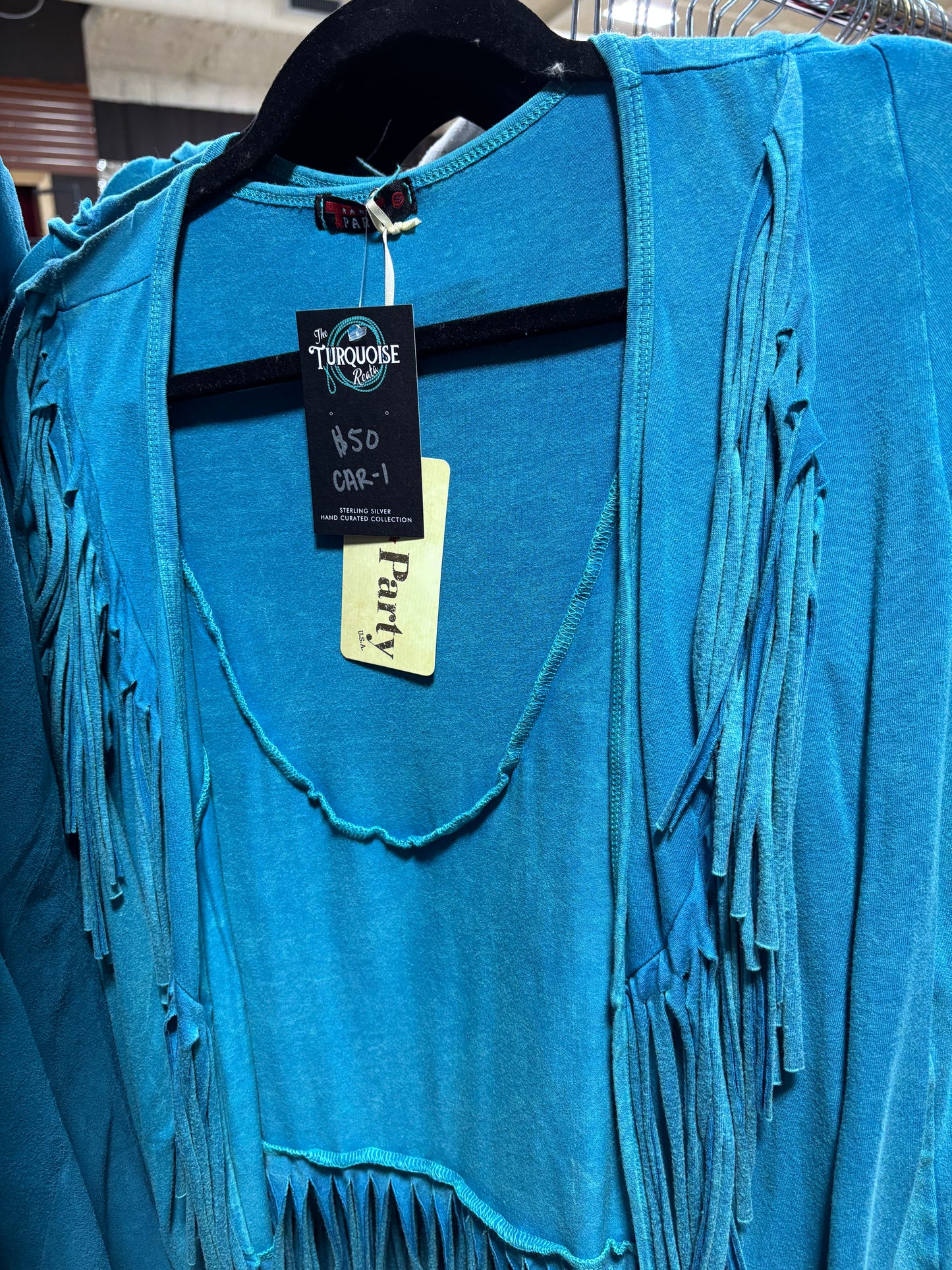 The Jaci Turquoise Fringe Cardigan
