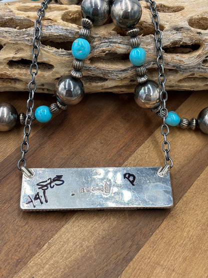 White Buffalo Mojave #917-50B XL Bar Necklace by Brandon Etcitty, Navajo