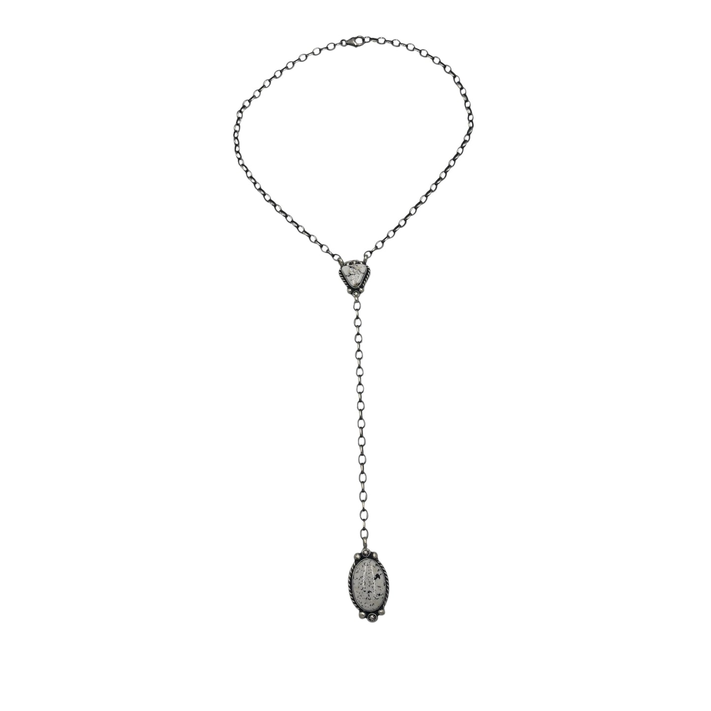 20" White Buffalo Lariat Necklace By Navajo Artist Augustine Largo