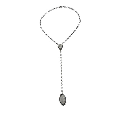 20" White Buffalo Lariat Necklace By Navajo Artist Augustine Largo