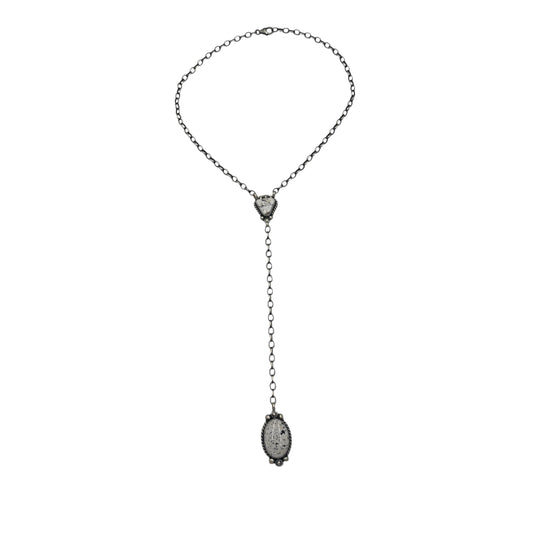 20" White Buffalo Lariat Necklace By Navajo Artist Augustine Largo