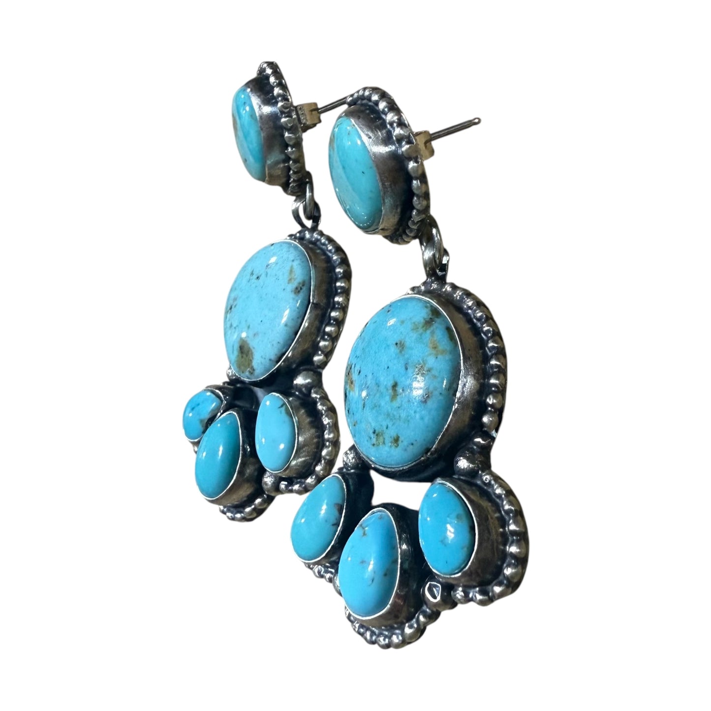 Turquoise Post Dangle Earrings by Ella Peters