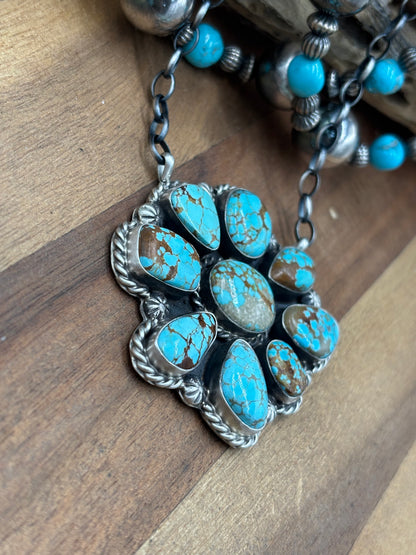 Mine #8 Turquoise #911-14 Cluster Necklace by Augustine Largo, Navajo