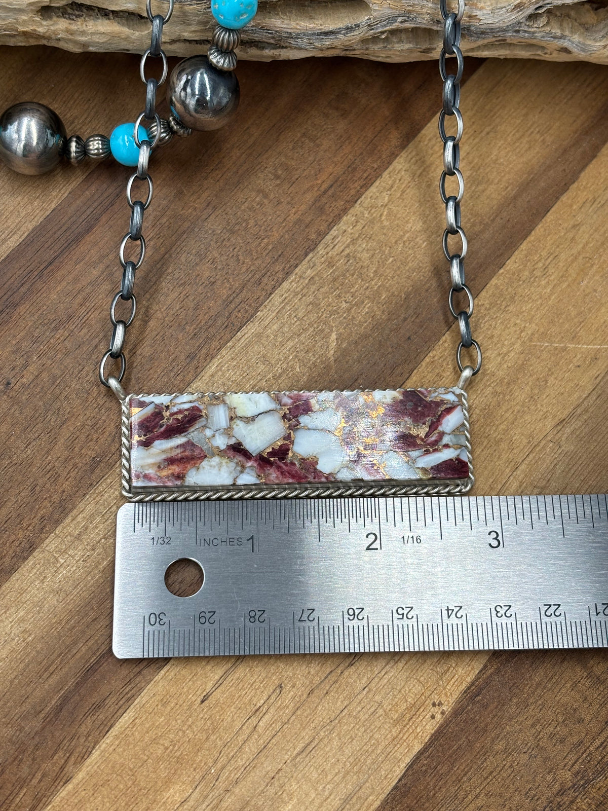 Spiny Bronze Mojave #917-49A XL Bar Necklace by Brandon Etcitty, Navajo