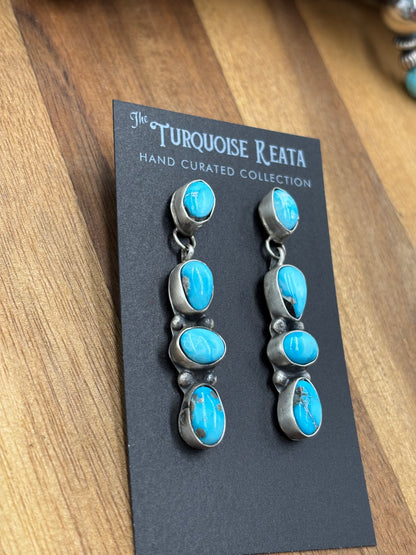 Turquoise Drop Earrings by Ella Peters, Navajo