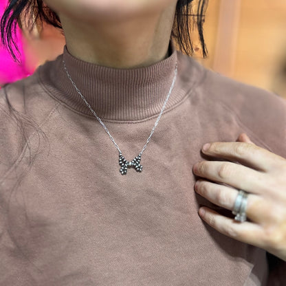 15” + Ext. Butterfly Sterling Silver Pearl Necklace on Paperclip Chain by Kayden Lance