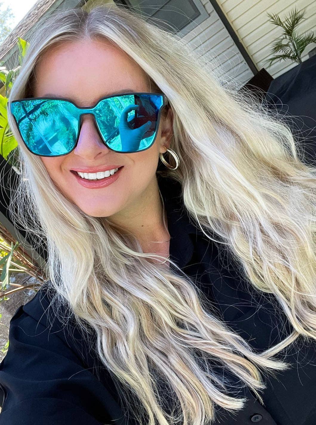 NYX - Women's Large Flared Sunglasses: Blue