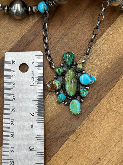 Sonoran Gold #917-54 Cluster Necklace by Wilson Dawes, Navajo